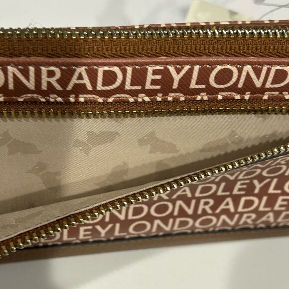 Radley London Signature Logo Print Leather Brown Bifold - NWT - Picture 5 of 6